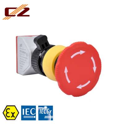 IECEx and ATEX certified Plastic Explosion-proof Emergency Stop Rotation-releasing Push Button